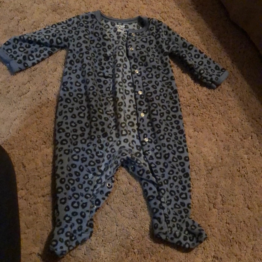 Carters 6 month button leopard pajamas